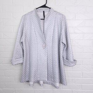 IC by Connie K Silver Fish Scale Pattern Single Button Jacket Blazer Textured M